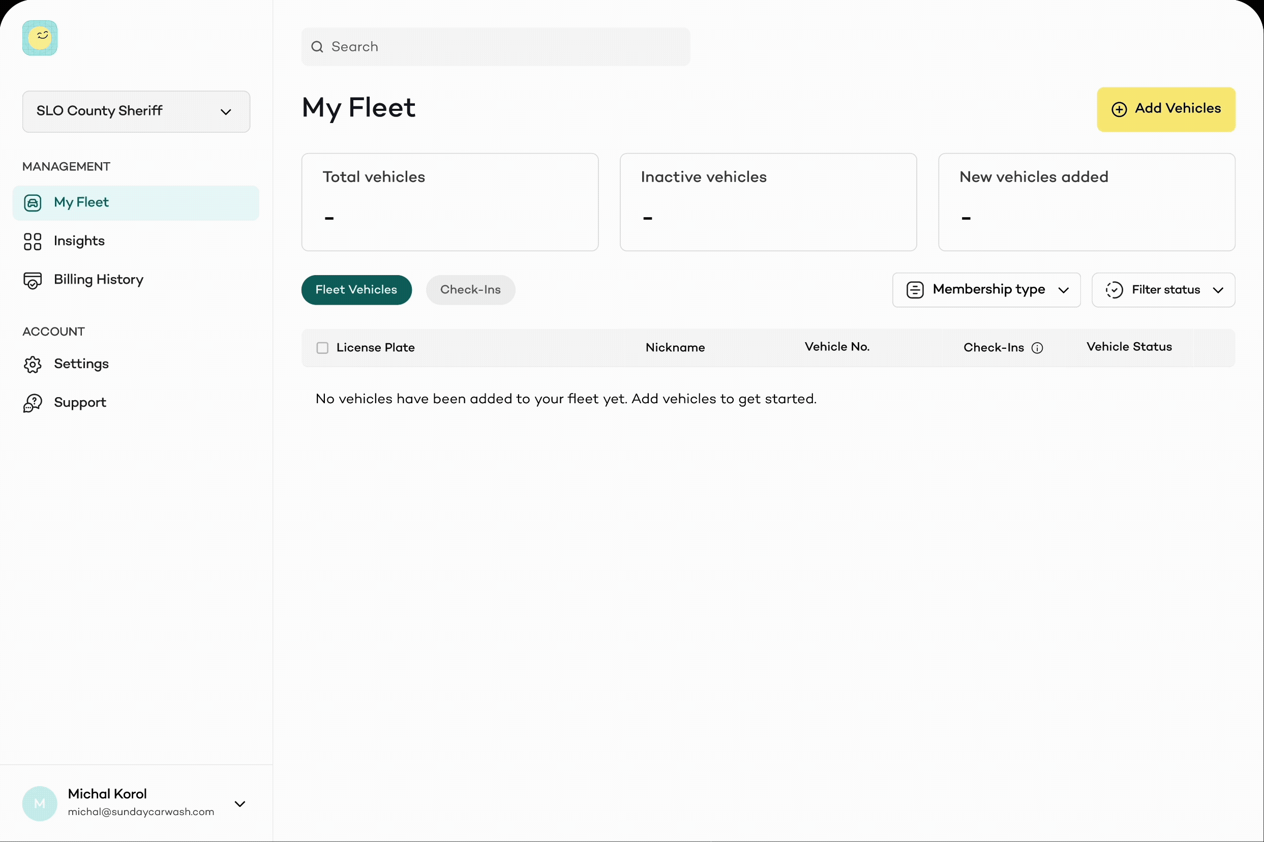 Fleets Portal adding vehicles flow