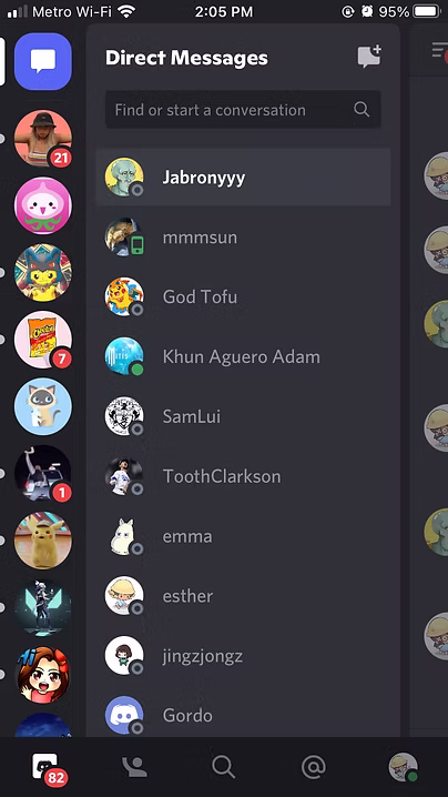 Discord app interface