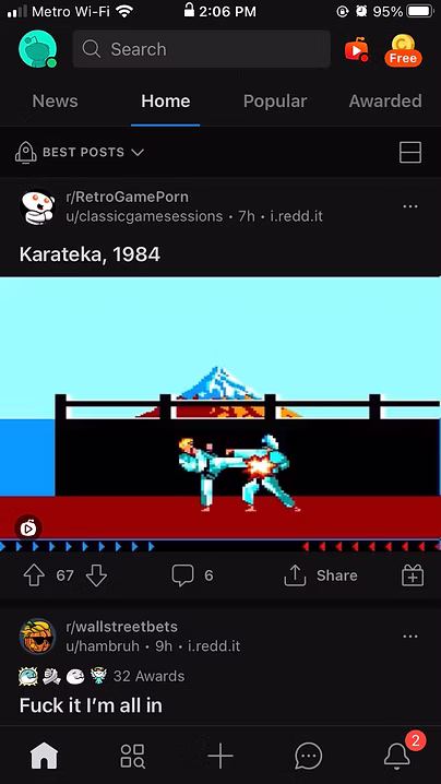 Reddit app interface
