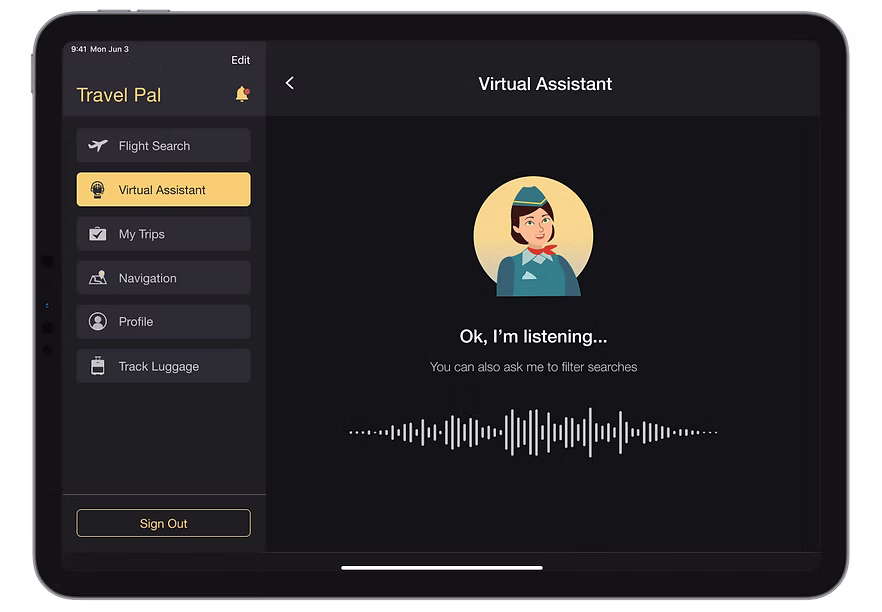 TravelPal Virtual Assistant screen